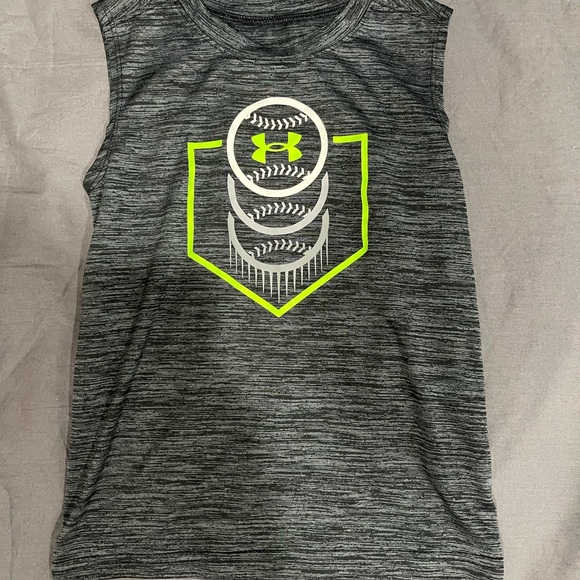 Under Armour Kids Gray Tank Top with Neon Accents - Picture 1 of 5